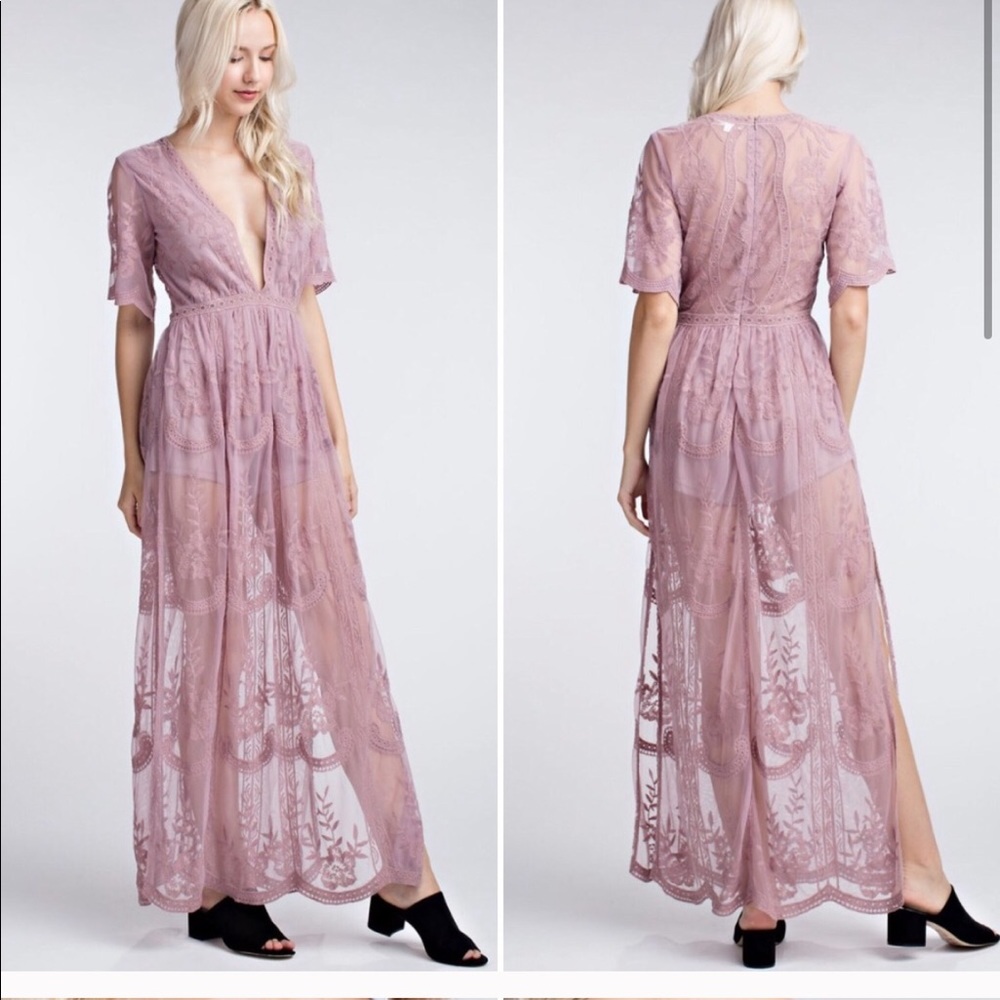 Honey punch Mauve Romper Maxi